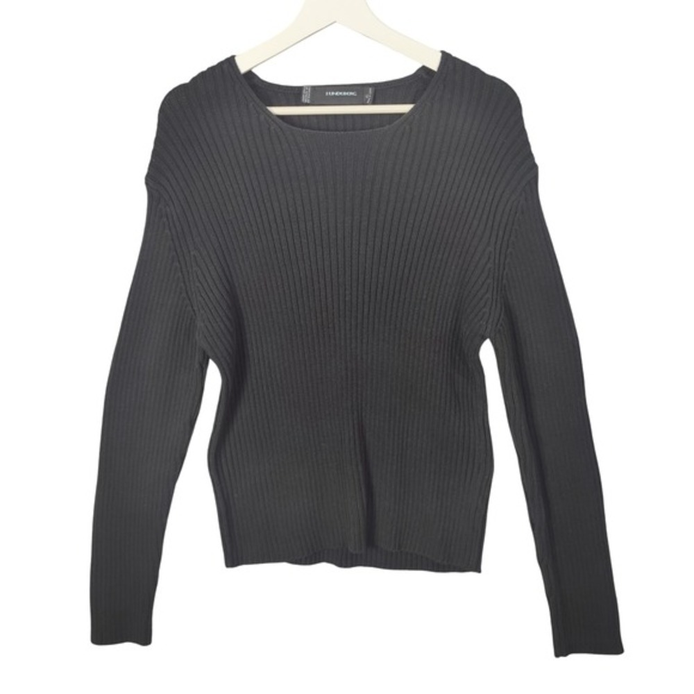 J.Lindeberg Mens Preppy Minimalist Dark Academia Ribbed Sweater XL Black Luxury